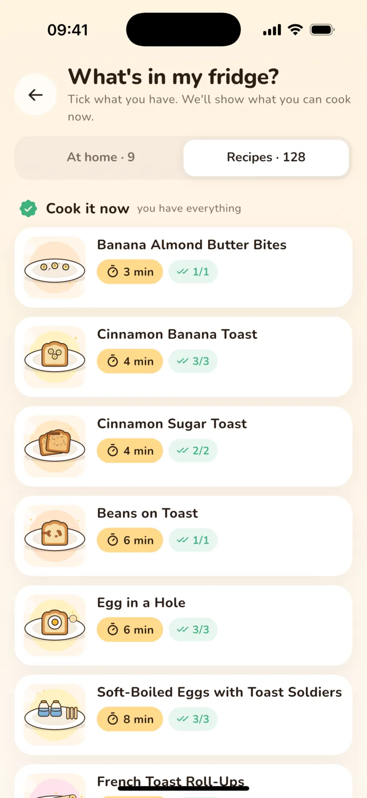 Fridge results: recipes you can cook with what you have